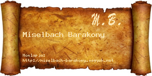 Miselbach Barakony névjegykártya